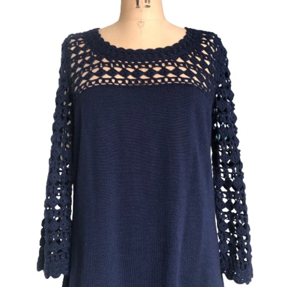 🌸host pick🌸 Lilly Pulitzer Karina merino wool sweater dress, crochet sleeves - Picture 13 of 16